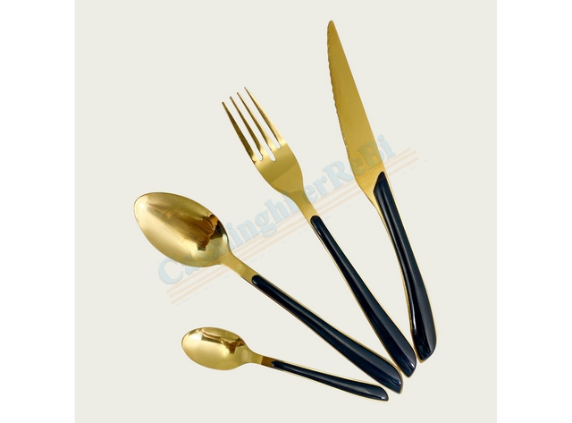 SET 4 POSATE ACCIAIO GOLD 56024