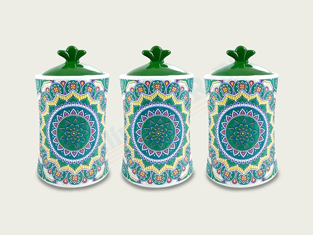 S/3 BARATTOLI 11X11X14 VERDE 56866