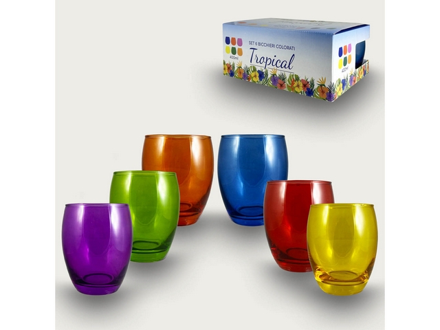 *BICCHIERI C/6 BOMBATI COLOR 57965