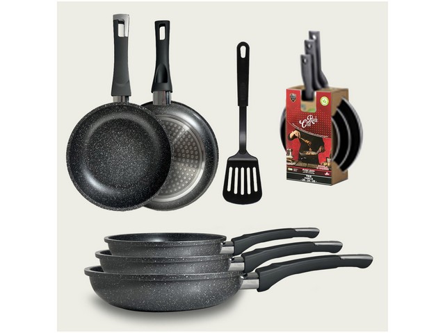 *ROCKCHEF PADELLE 3 PZ CM.20/24/28+SPATOLA 80320