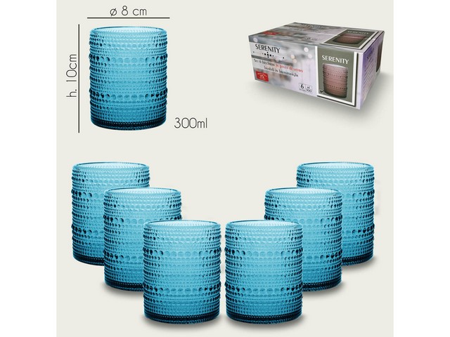 TUMBLER SERENITY S/6 300ML BLU 58814