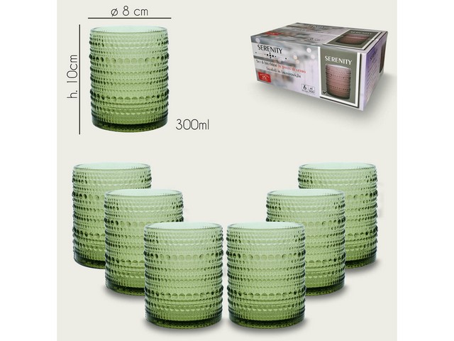 TUMBLER SERENITY C/6 300ML VERDE 58816