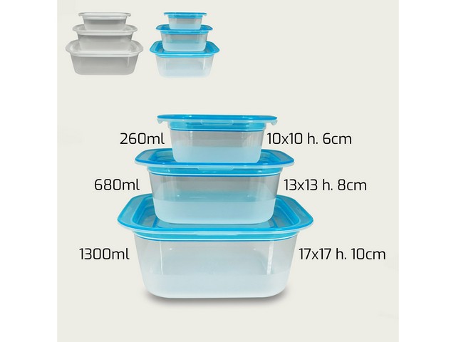 CONTENITORI QUADRATI SET PZ.3 LINEA FRESCO BOX 1145 PLASTICA