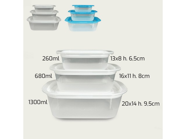 CONTENITORI RETTANGOLARE SET PZ.3 LINEA FRESCO BOX 1144 PLASTICA