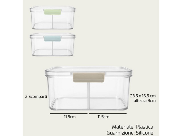CONTENITORE RETTANGOLARE DOPPIOSCOMPARTIMENTO LINEA FRESCO 1320 PLASTIC