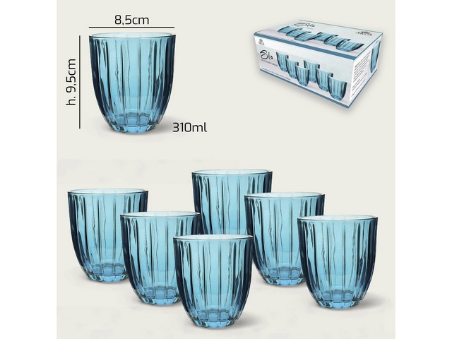 BICCHIERI C/6 SILIS 310ML BLU 1277