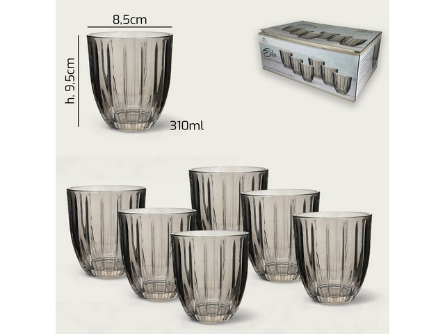 BICCHIERI C/6 SILIS 310ML FUMO 1274
