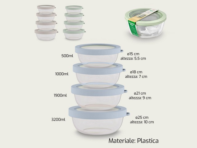 FRESKO CONTENITORI 4 PZ TONDI C/COP. 1319