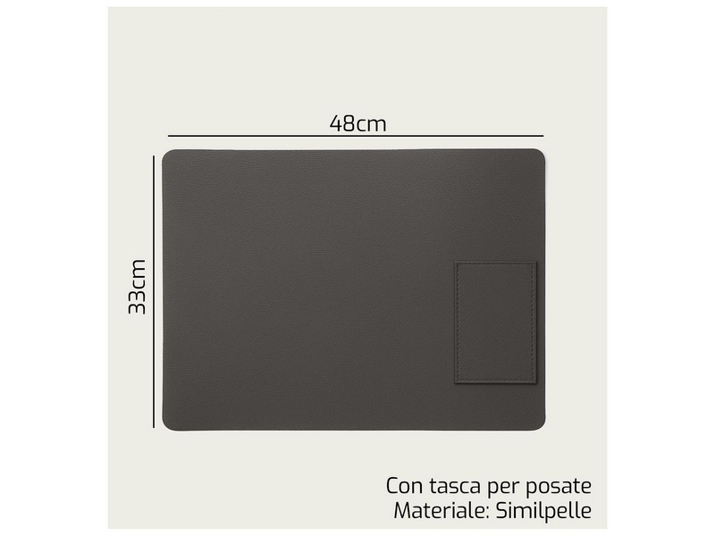 TOVAGLIETTA RETT.CM.33X48 C/TASCA GRIGIO 1522