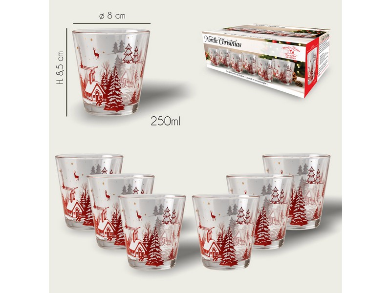 *BICCHIERI C/6 CL.25 CHRISTMAS NORDIC 1049