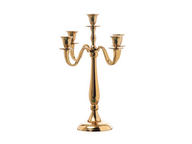 PORTACANDELA METALLO x 5 GOLD CM.40     N28636