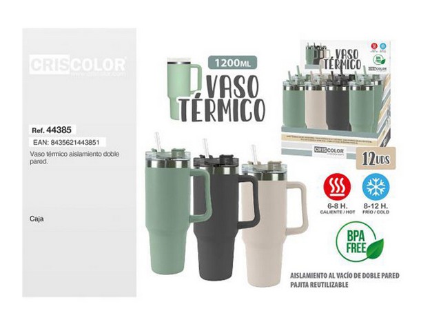 BOTTIGLIA TERMICA C/MANICO 1200ML ASSORTITA