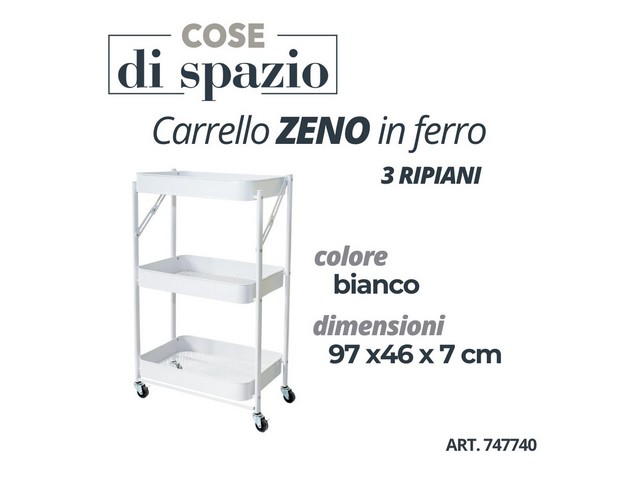 ZENO CARRELLO FERRO 3 RIP.BIANCO 97X46X7 CM