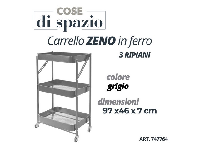 ZENO CARRELLO FERRO 3 RIP.GRIGIO 97X46X7 CM
