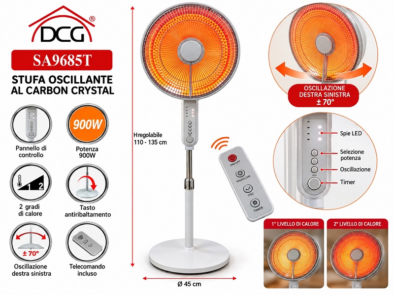 STUFA STAND CARBON CRYSTAL SA9685T  CON TELECOMANDO