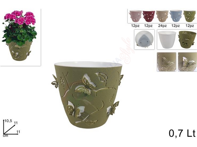 VASO DECORO FARFALLE 11CM 0.70LT