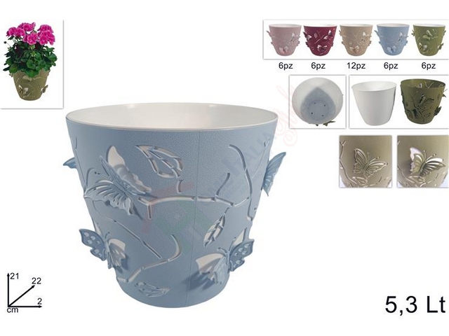 VASO DECORO FARFALLE 22CM 5.30 L