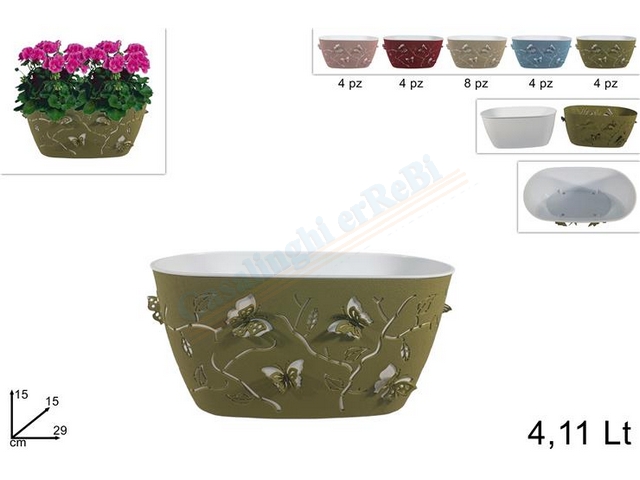 VASO DECORO FARFALLE  OVALE 15*2