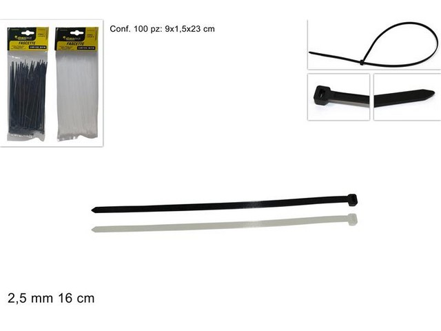 FASCETTE 2.5MM*16CM 100PZ 2COL 2023120