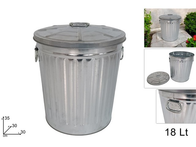 BIDONE METALLO ZINCATO C/COP.35LT