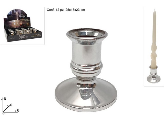 PORTACANDELA PLASTICA SILVER INDISPLAY