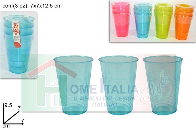 BICCHIERE PLT 3 PZ ASSORT.193426