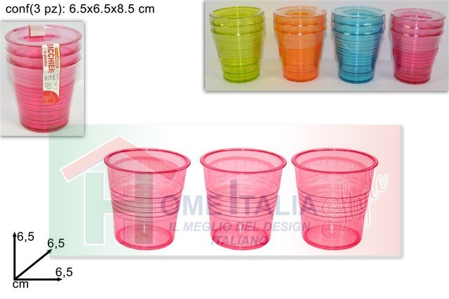 BICCHIERE PLT 3 PZ ASSOT.193419