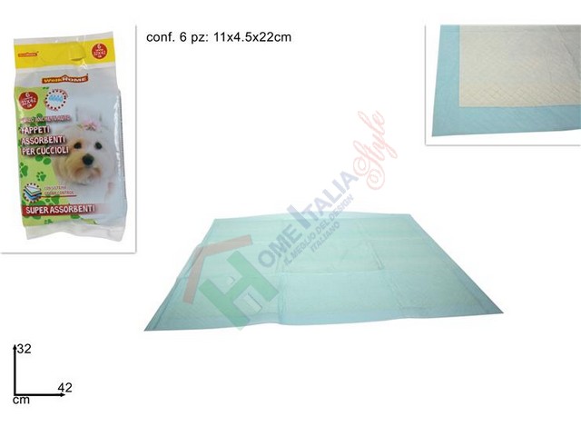 TAPPETINI IGIENICI PER ANIMALI 6PZ   42×32