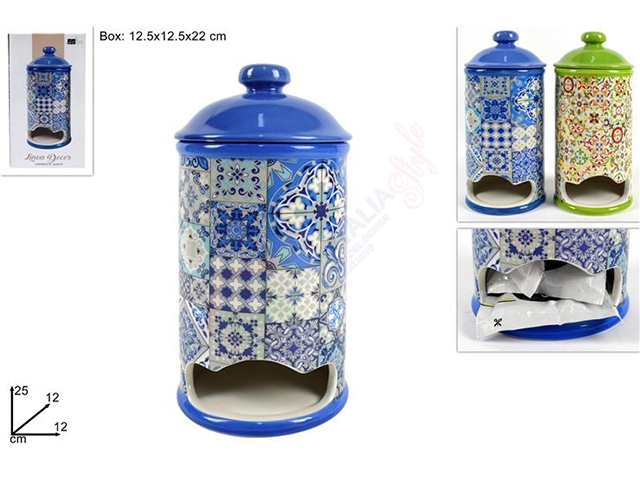 BARATTOLO ESPOSITORE DECORO MAIOLICA