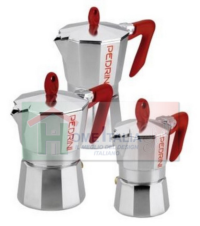 CAFFETTIERA 1 TZ 9081-0 BRILLANTATA MANICO ROSSO CON FASCIA