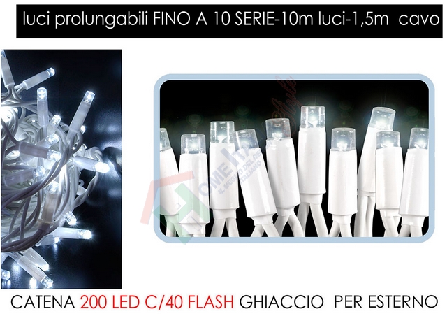 CATENA 200 LED C/40 FLASH GHIACCIO  451180