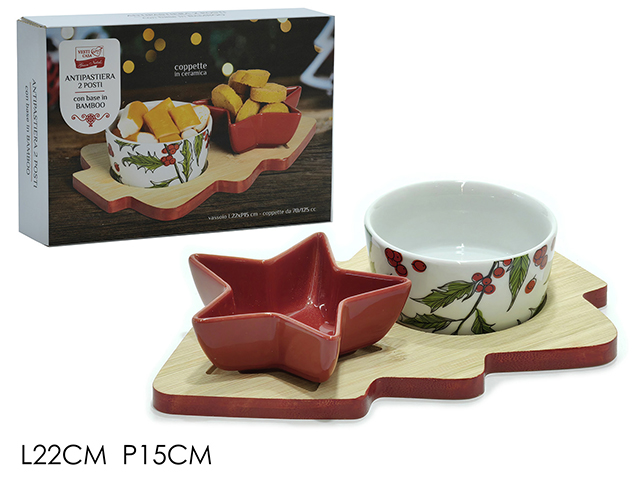 SET 2 ANTIPASTIERA NATALIZIA ALBERO C/BASE BAMBOO 635962