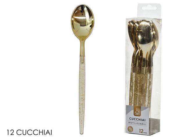 SET 12 CUCCHIAI ORO C/GLITTER 491873