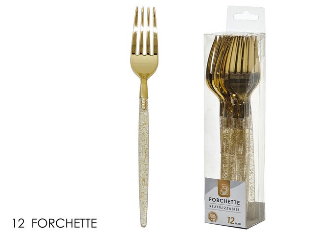 FORCHETTE ORO 12PZ C/GLITTER 491874