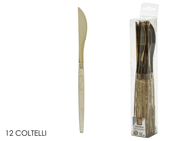 COLTELLI 12 PZ ORO C/GLITTER 491875