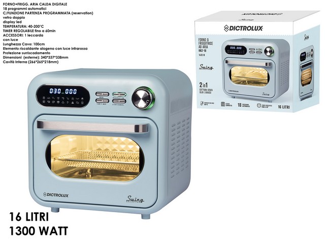 FORNO/FRIGGITRICE DIGITALE 16LT1400W CELESTE 860203