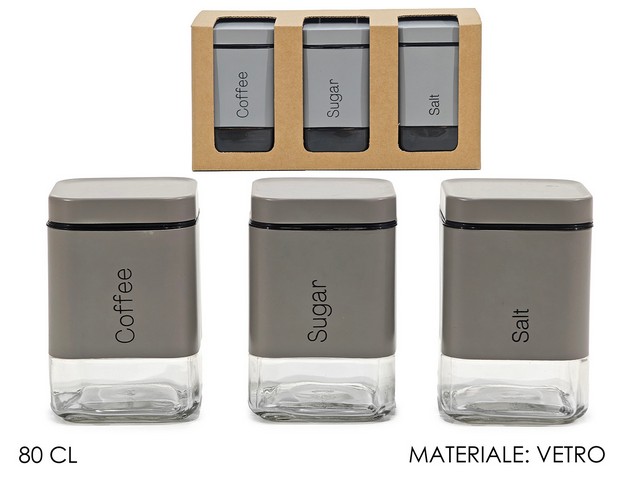 SET 3 BARATTOLI 80CL GRIGIO MATT.   479208