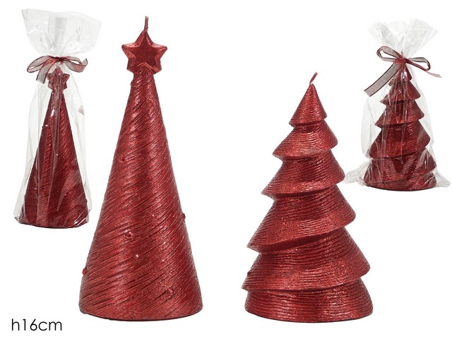 CANDELA ALBERO NAT. H16/18CM ROSSO 2ASS 433377