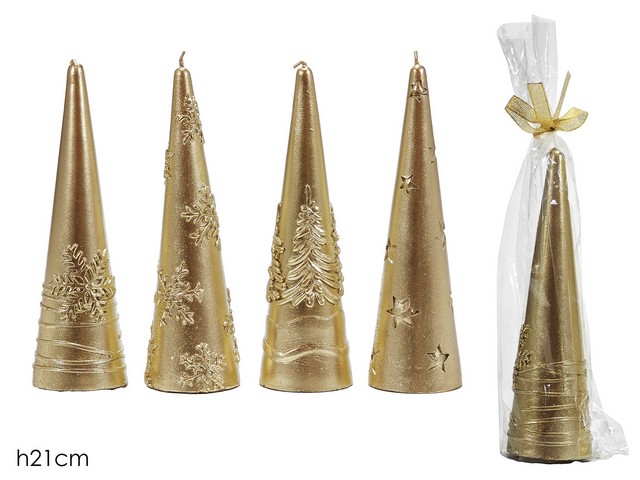 CANDELA ALBERO NAT. H21CM ORO 4ASS 433393