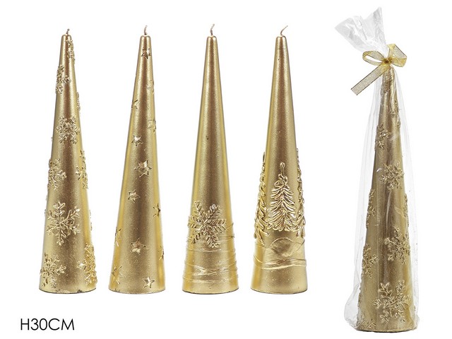 CANDELA ALBERO NAT. H30CM ORO 4ASS 433394