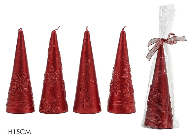 CANDELA ALBERO NAT. H15CM ROSSO4ASS 433395