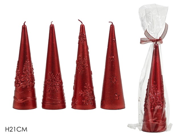CANDELA ALBERO NAT. H21CM ROSSO4ASS 433396