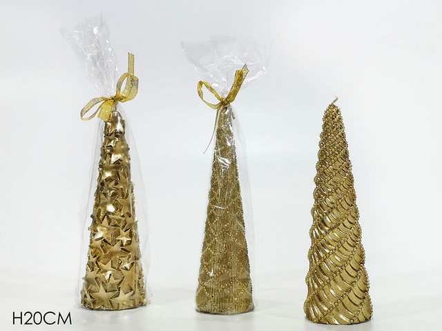CANDELA ALBERO H20CM ORO 3ASS. 433454