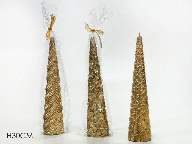 CANDELA ALBERO H30CM ORO 3ASS. 433455