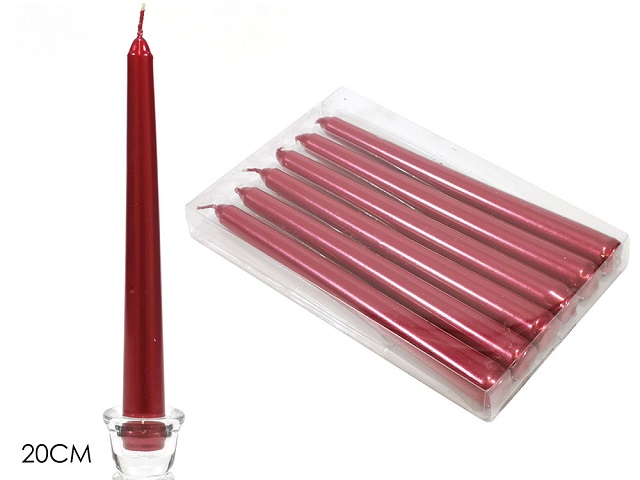 CANDELE LISCE 20 CM 6 PZ ROSSO41165 1