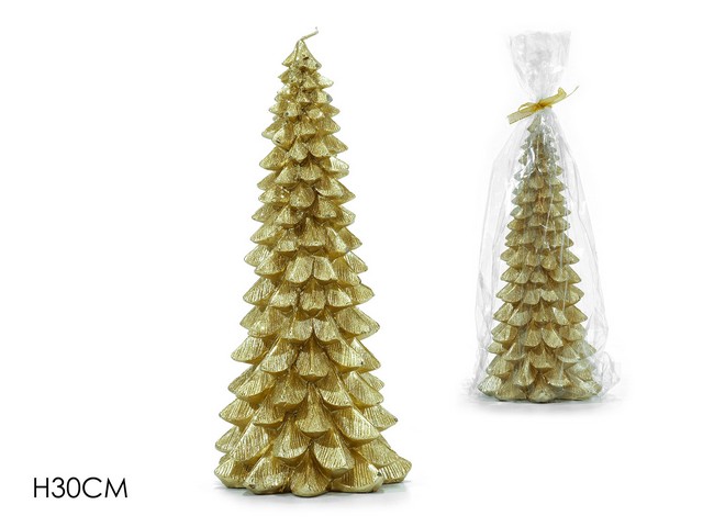 CANDELA ALBERO ORO GLITT. H30CM433244