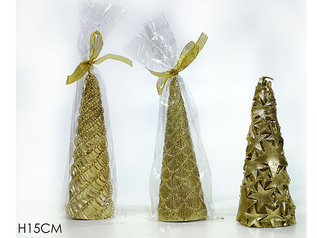 CANDELA ALBERO H15CM ORO 3ASS. 433453