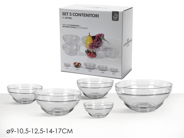 CONTENITORI 5PZ VETRO TONDI 567204