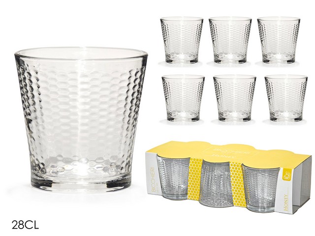 SET 6 BICCHIERI ACQUA HONEY 28CL    699834