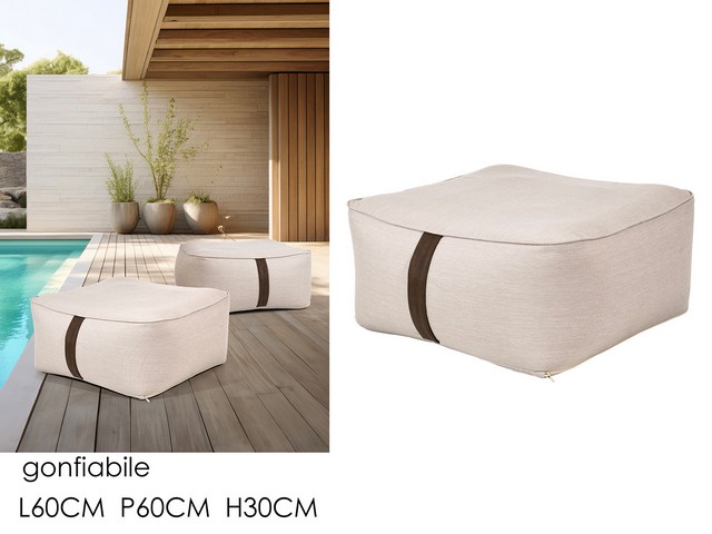POUF GONFIABILE X EST.60X60XH30ECRU 627105